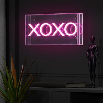 XOXO 11.75" Contemporary Glam Acrylic Box USB Operated LED Neon Light - JONATHAN Y